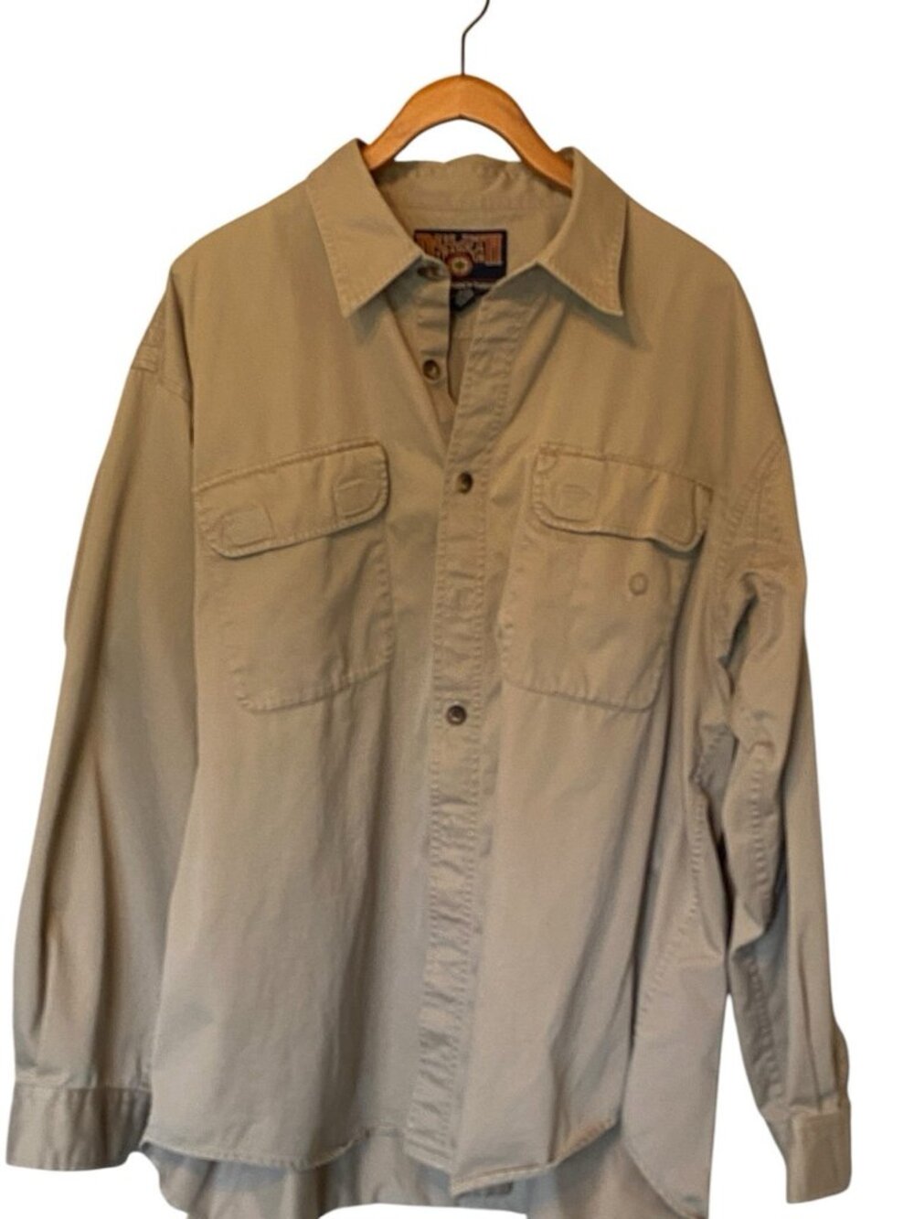 Duluth Trading Co Tan Button Up Work Shirt Long Sleeve Men's XXL